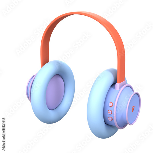 3d headphone  minimal style for game , poster design  , podcast, streamers concept.3d rendering illustration