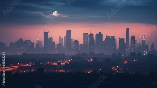 city skyline at sunset © john