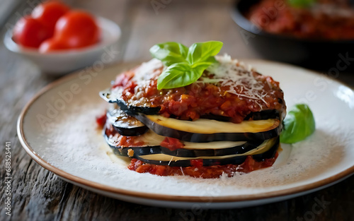 Capture the essence of Eggplant Parmesan in a mouthwatering food photography shot Generative AI