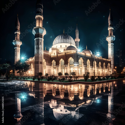 Beautiful view of Sultan Ahmet Mosque at night- Istanbul- Turkey