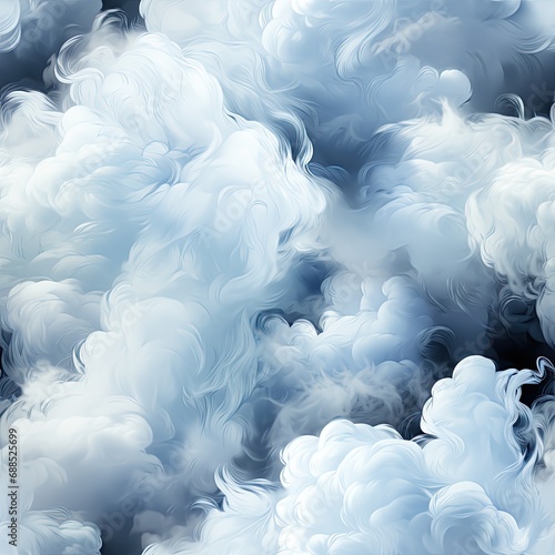 seamless pattern with texture of white light blue smoke fog mist smog on black background