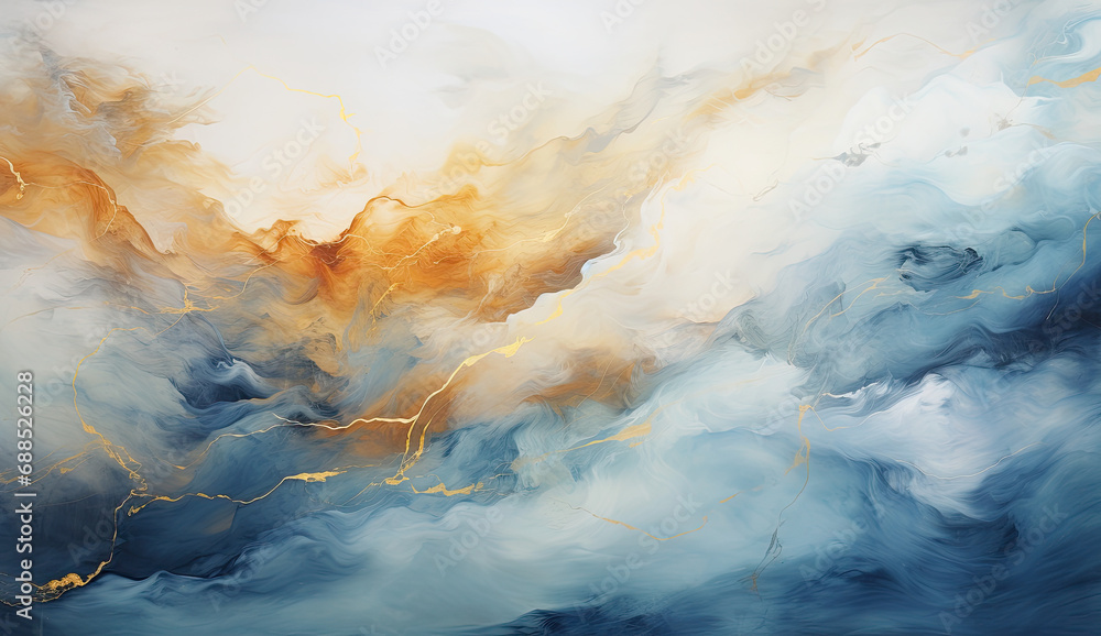 Azure Abstract Blue Canvas in the Essence of Gray and Amber - Generative AI