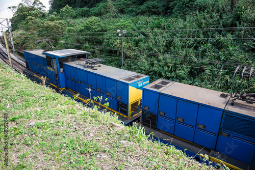 Old freight train funicular system station, View of the old village of Paranapiacaba in Santo Andre in Brazil.