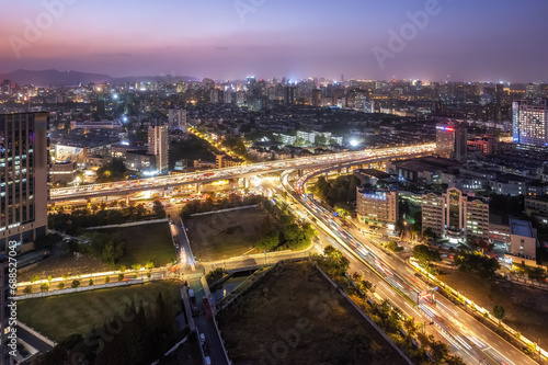 Aerial photography of night scenes in the old city of Hangzhou © 昊 周
