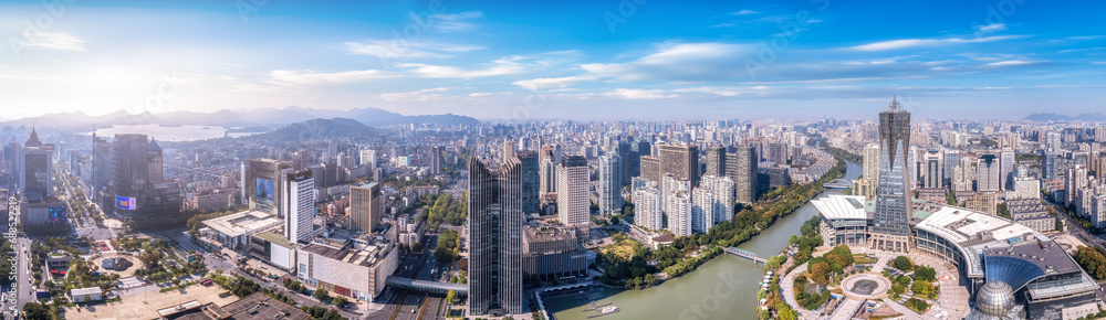 Fototapeta premium Aerial panoramic view of the old city of Hangzhou