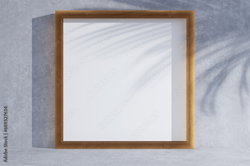 Empty picture frame in white room in modern minimal style. Background template for presentation cover poster, image. 3d realistic illustration. Empty picture frame in white room in modern minimal style. Background template for presentation cover poster, image. 3d realistic illustration.