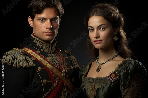 Portrait of prince and princess in beautiful clothes, novel characters