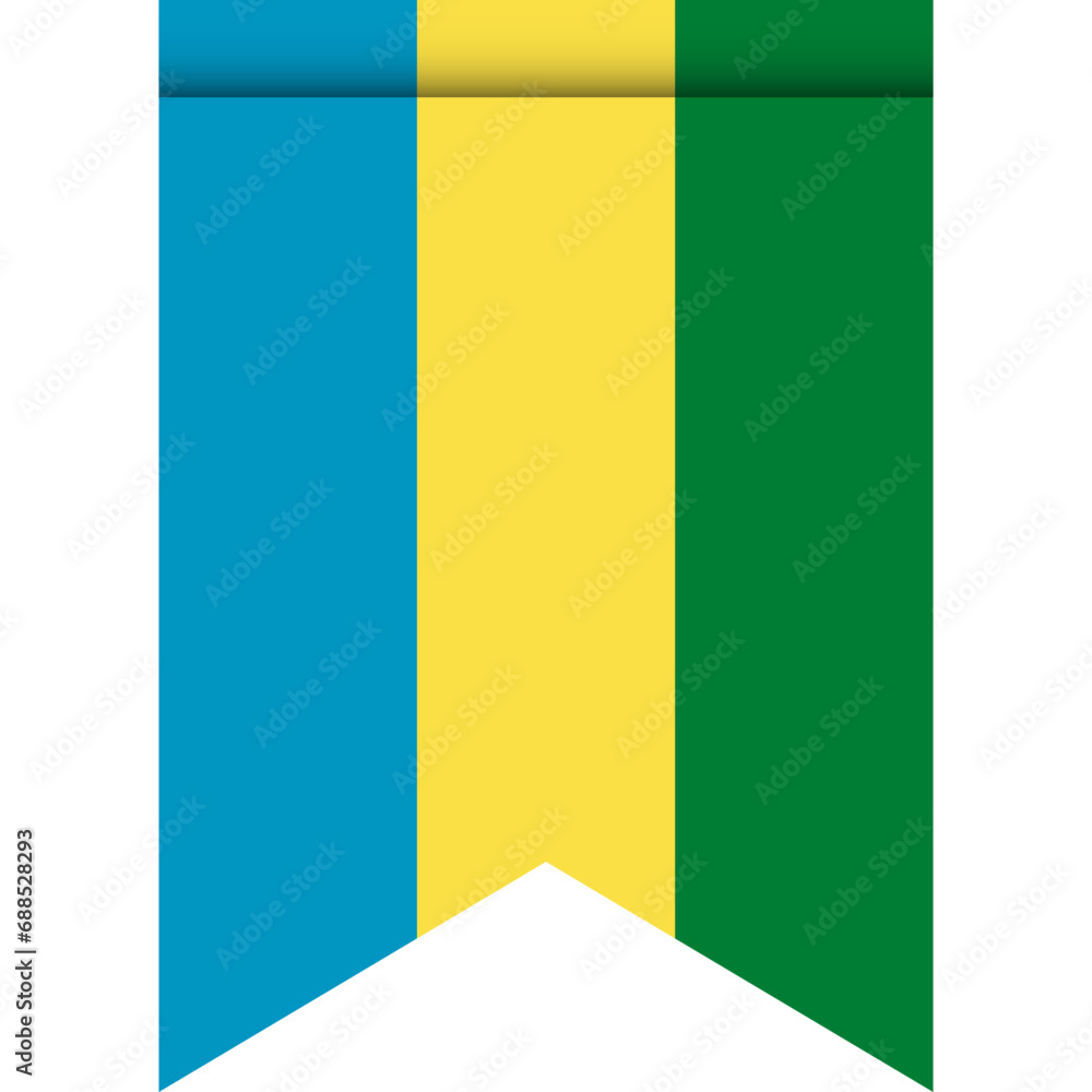 Fototapeta premium Gabon flag or pennant isolated on white background. Pennant flag icon.