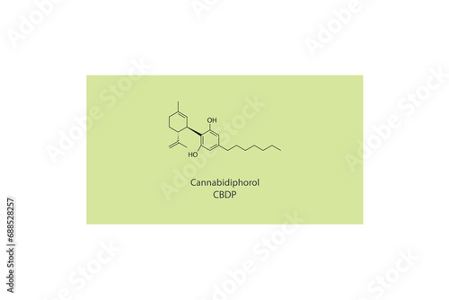 CBDP -  Cannabidiphorol molecular skeletal structure. Cannabinoid chemical structure vector illustration on green background.