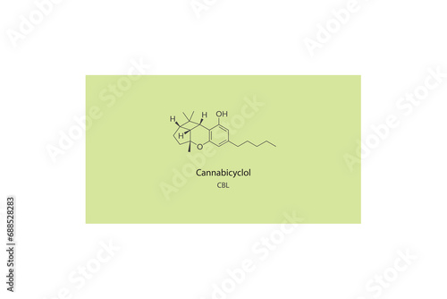CBL -  Cannabicyclol molecular skeletal structure. Cannabinoid chemical structure vector illustration on green background.