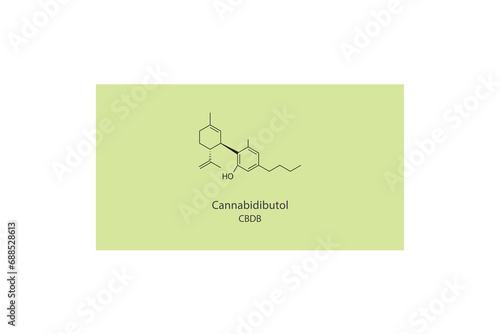 CBDB - Cannabidibutol molecular skeletal structure. Cannabinoid chemical structure vector illustration on green background.