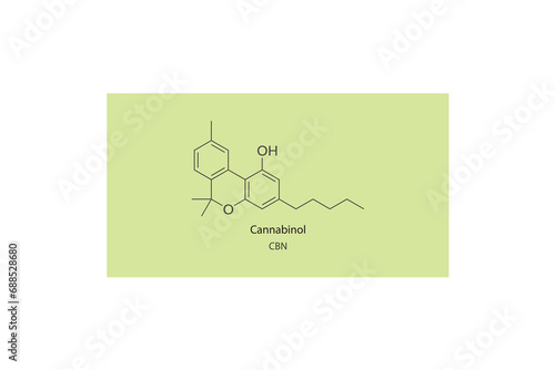 CBN - Cannabinol molecular skeletal structure. Cannabinoid chemical structure vector illustration on green background.