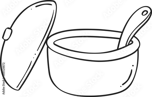 Sugar bowl pot with lid Cooking outline doodle