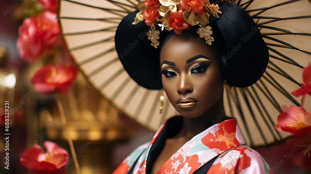 Woman in Kimono Holding Umbrella Woman in Kimono Holding Umbrella