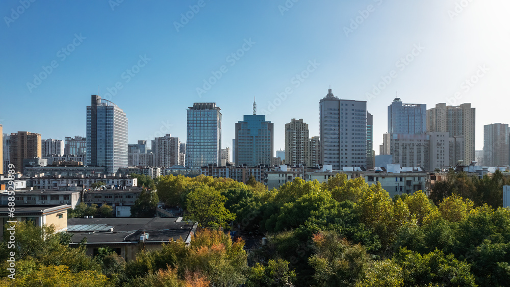 Obraz premium Aerial photography of urban landscapes on both sides of the Qiantang River in Hangzhou