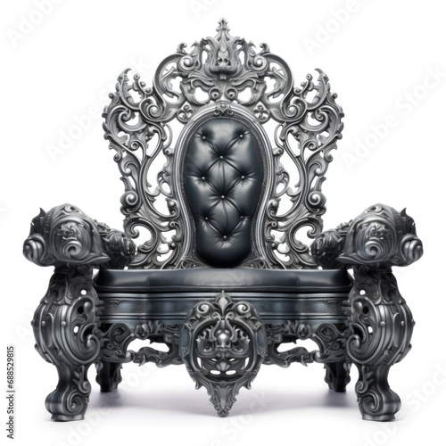 A black and silver chair on a white background. © tilialucida