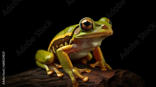 European tree frog (Hyla arborea) isolated on black background