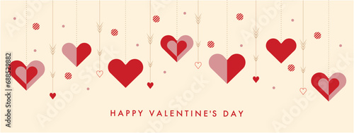 バレンタインデーバナー　フレーム　背景　ハート　オーナメント　ベクターイラスト　おしゃれ
