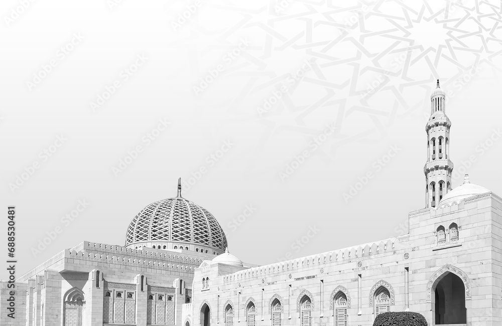 Islamic background for a mosque in gray, a background for Ramadan. Social media posts .Muslim Holy Month Ramadan Kareem .Ramadan Mubarak beautiful greeting card
