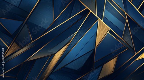 Blue and gold low poly abstract