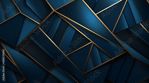Blue and gold low poly abstract