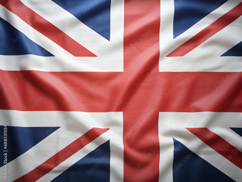 Fototapeta premium United Kingdom national flag background, UK flag weaving made by silk cloth fabric, UK background, ai generated image
