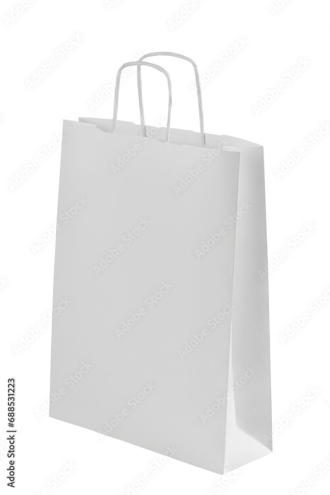 a shopping bag made of kraft brown paper isolated on a white background a shopping bag made of kraft brown paper isolated on a white background