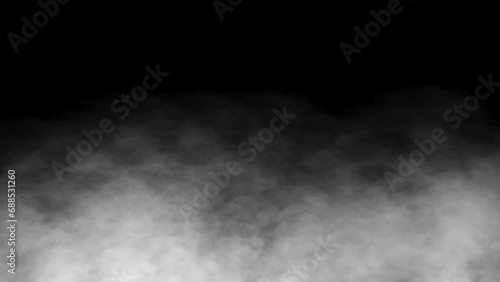 Smoke mouving on black background. Moving white fog motion graphics with black background