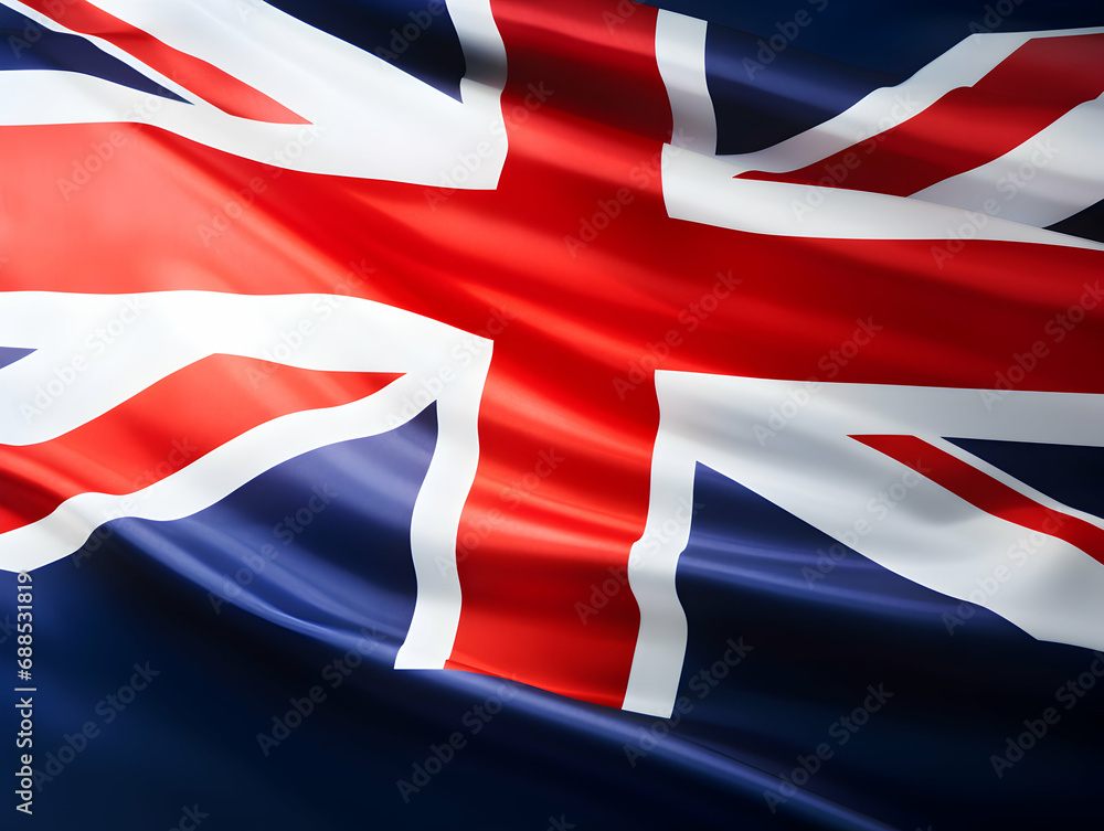 Fototapeta premium United Kingdom national flag background, UK flag weaving made by silk cloth fabric, UK background, ai generated image