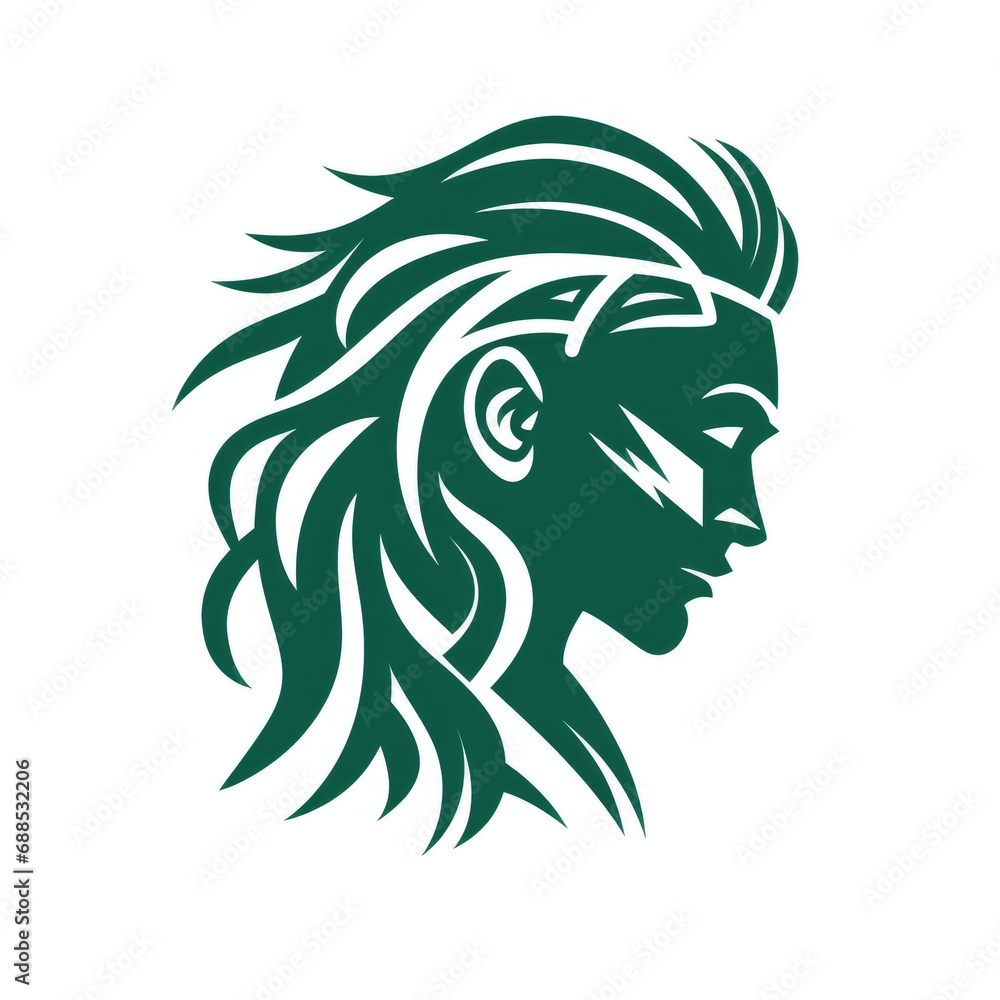 Fototapeta premium Simple graphic logo of man with dreadlocks on white background.