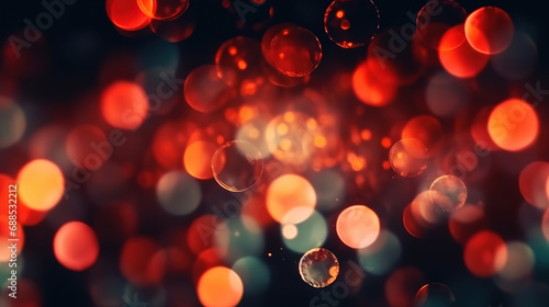 Bokeh light overlay, Blur circles texture, Festive flare, Defocused red color round bubbles
