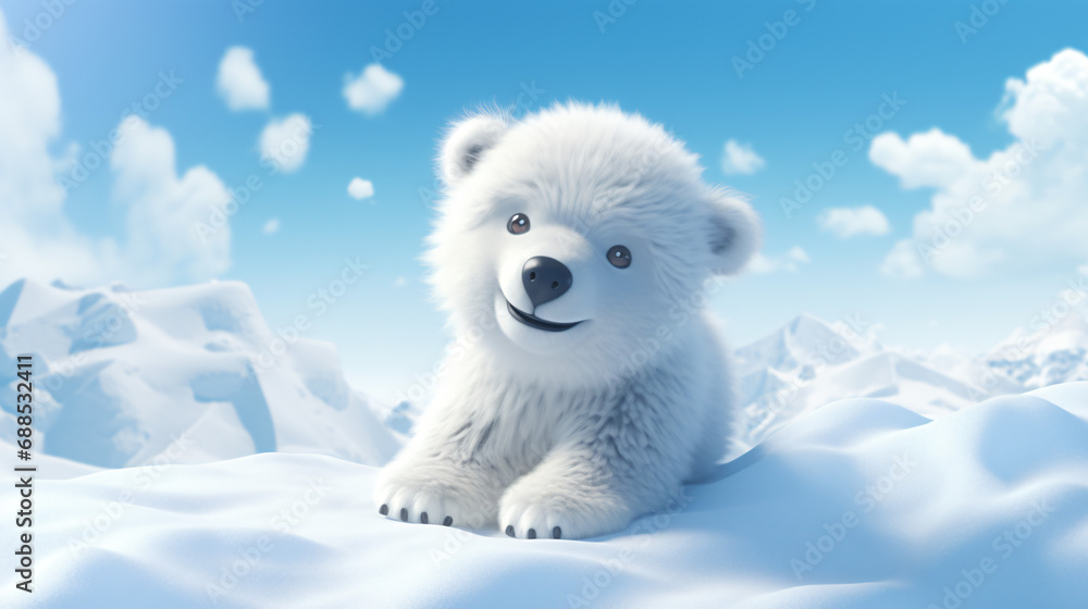 Cute Cartoon Polar Bear Cub