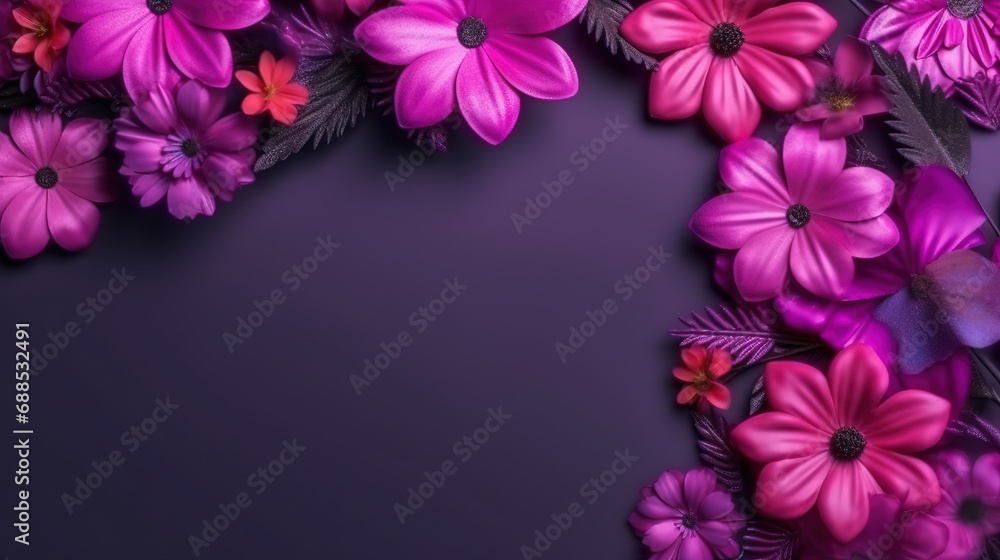 Illustration of purple blooming flowers