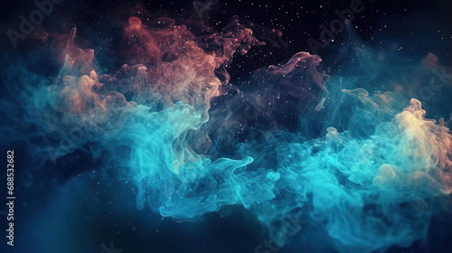 Glitter mist abstract background, Ink water splash, Sky haze wave, Blue color