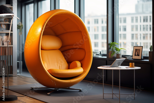 Acoustic office orange pod chair 