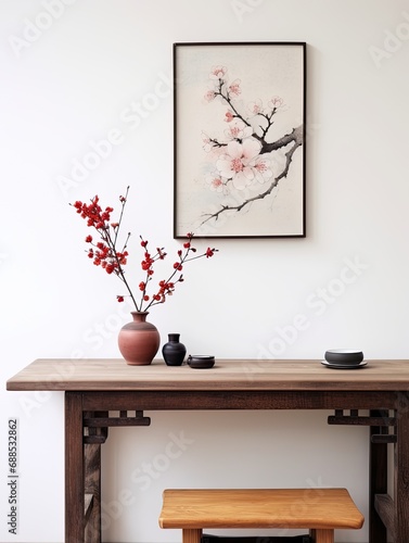 Japanese Haiku Wall Art: Delicate Watercolor Cherry Blossoms photo