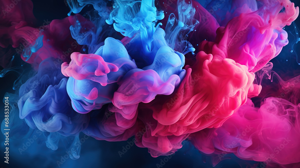 Fototapeta premium Abstract pink haze in dark liquid