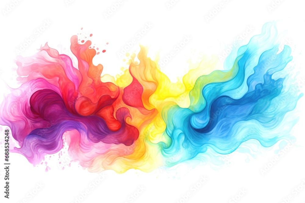 Watercolor rainbow waves on white background Watercolor rainbow waves on white background