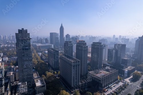 Aerial photography of street scenes in the center of Nanjing city © 昊 周