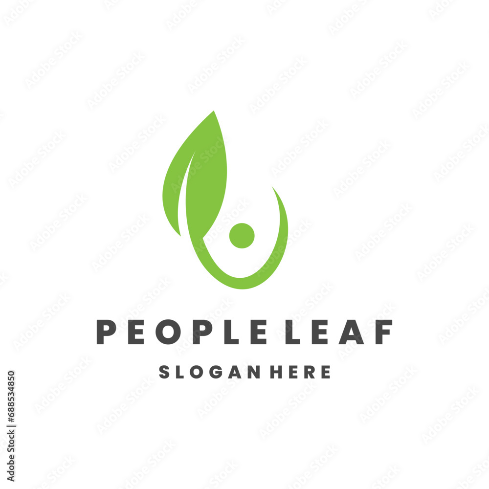 Fototapeta premium people leaf logo template vector illustration design