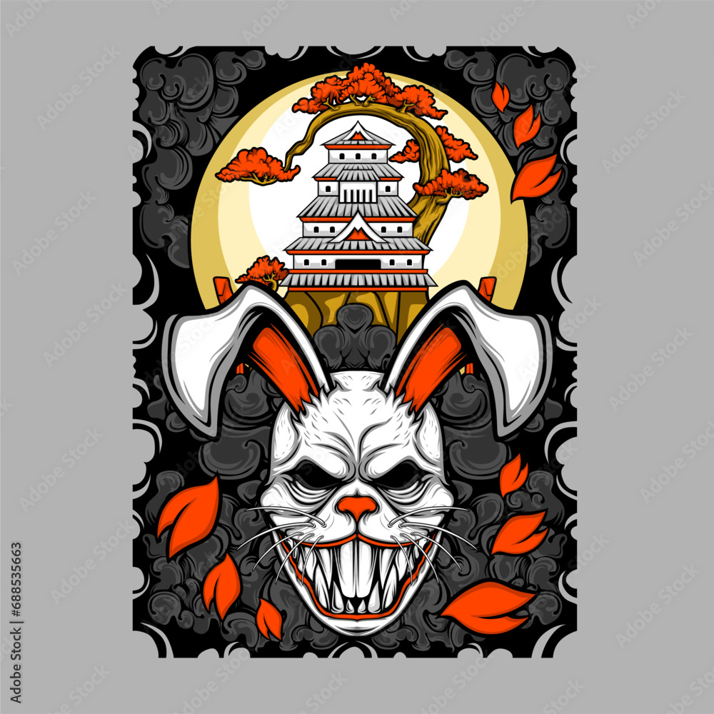 scary rabbit mask illustration for t shirt design scary rabbit mask illustration for t shirt design