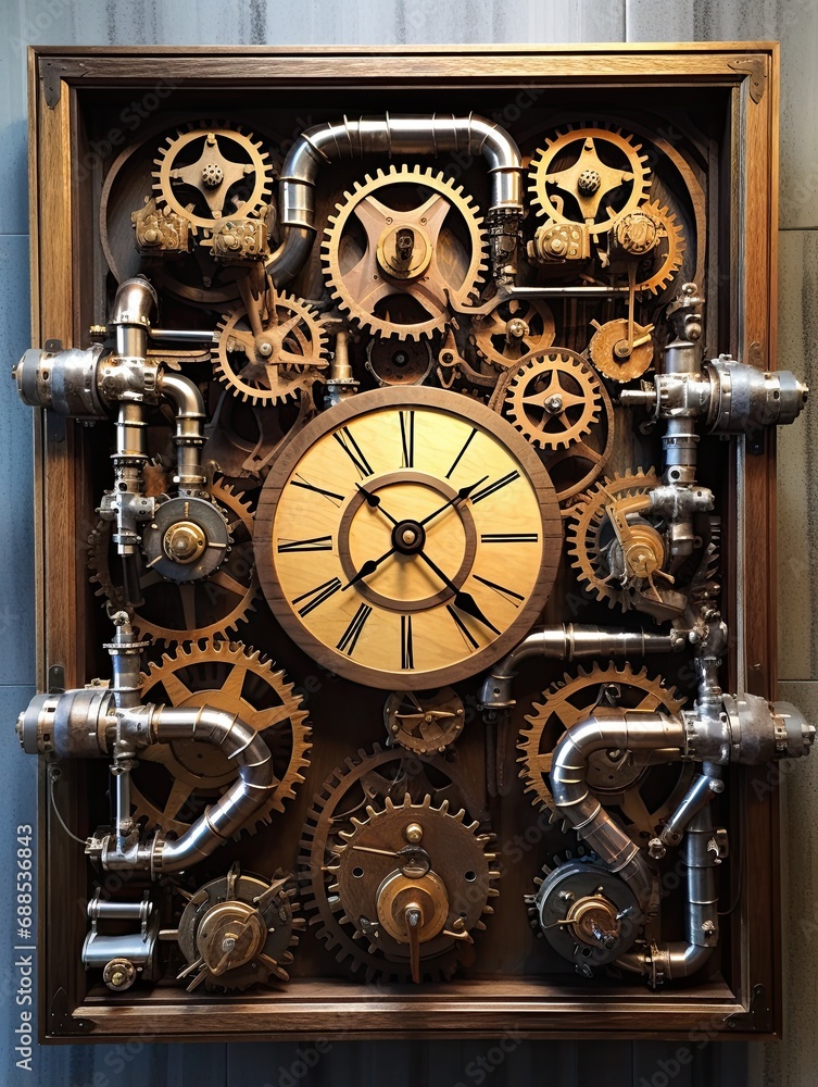 Mechanical Mystic: Captivating Wall Art with Moving Clock Gears and Animated Mechanisms