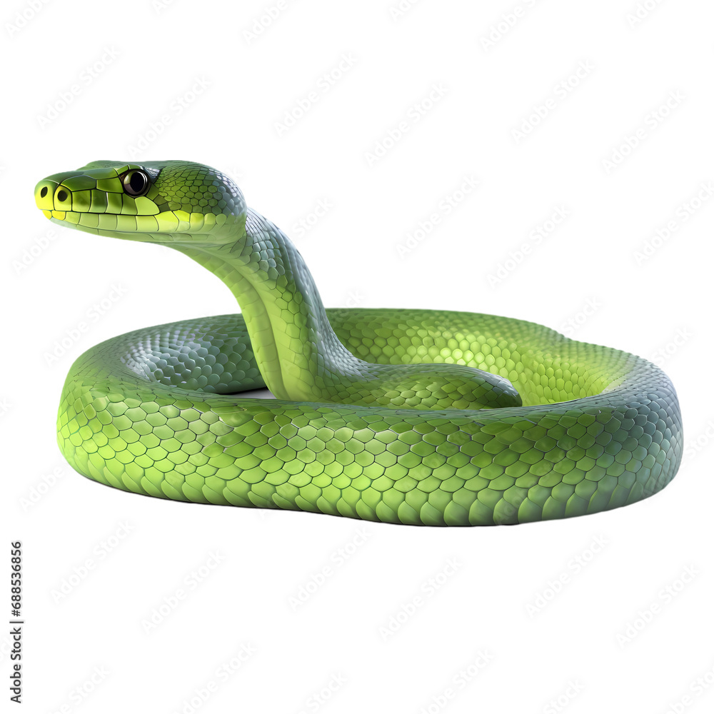 Fototapeta premium Green snake isolated on transparent background