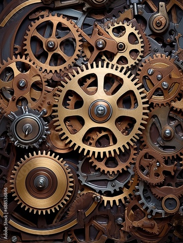 Mechanical Marvel: Gears of Art - A Dynamic Fusion of Moving Parts and Clock Mechanisms