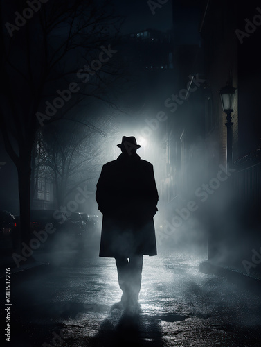 Silhouette of a Detective Man on the Street - Moody Dark Cinematic Tones