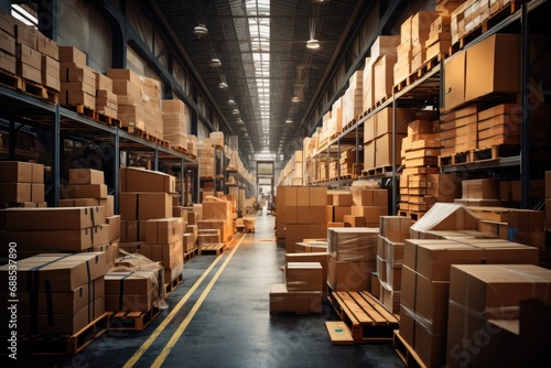 large warehouse filled with lots of boxes © Supardi