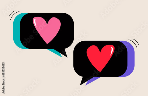 Heart in speech bubble icon. Colorful vector illustration