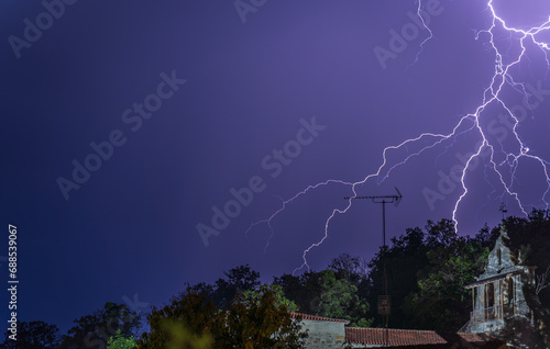 Majestic Lightning Strikes Illuminating the Night Sky