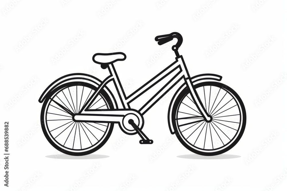 Black and white icon of a modern bicycle with no shadow