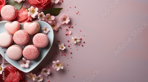 Heart-Shaped Macarons with Flowers Valentine's Day Deligh